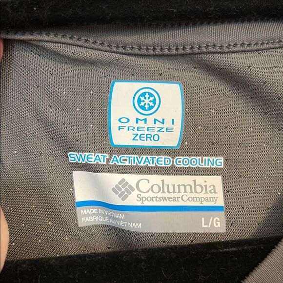 Columbia Large Gray Long Sleeve Fishing Omni Freeze Wicking T-Shirt Cooling - Picture 3 of 10